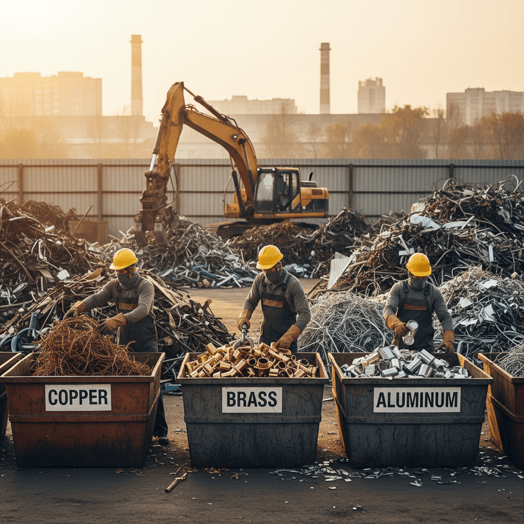 Sorting copper and brass into separate bins