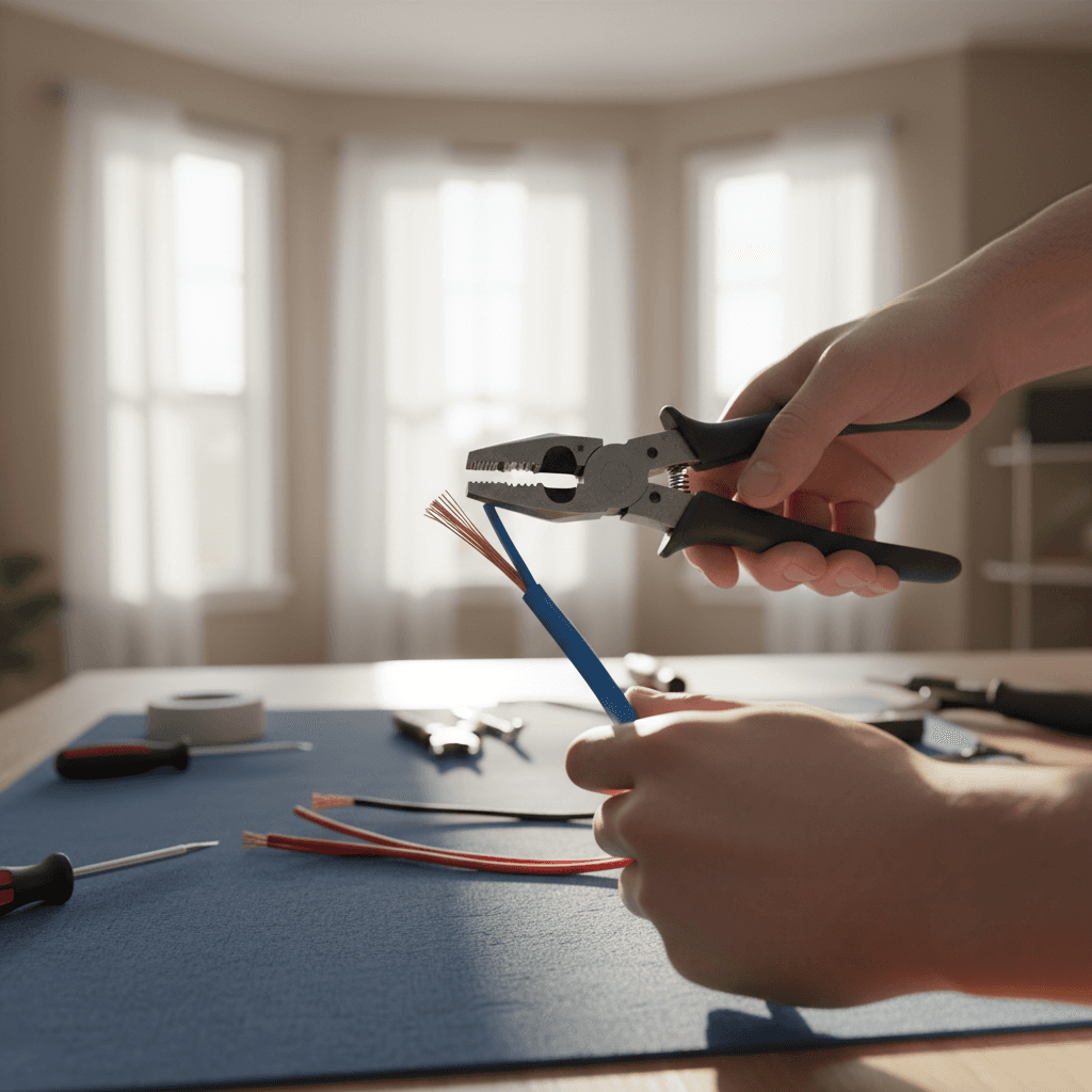 Electrician handing over scrap copper wire for weighing